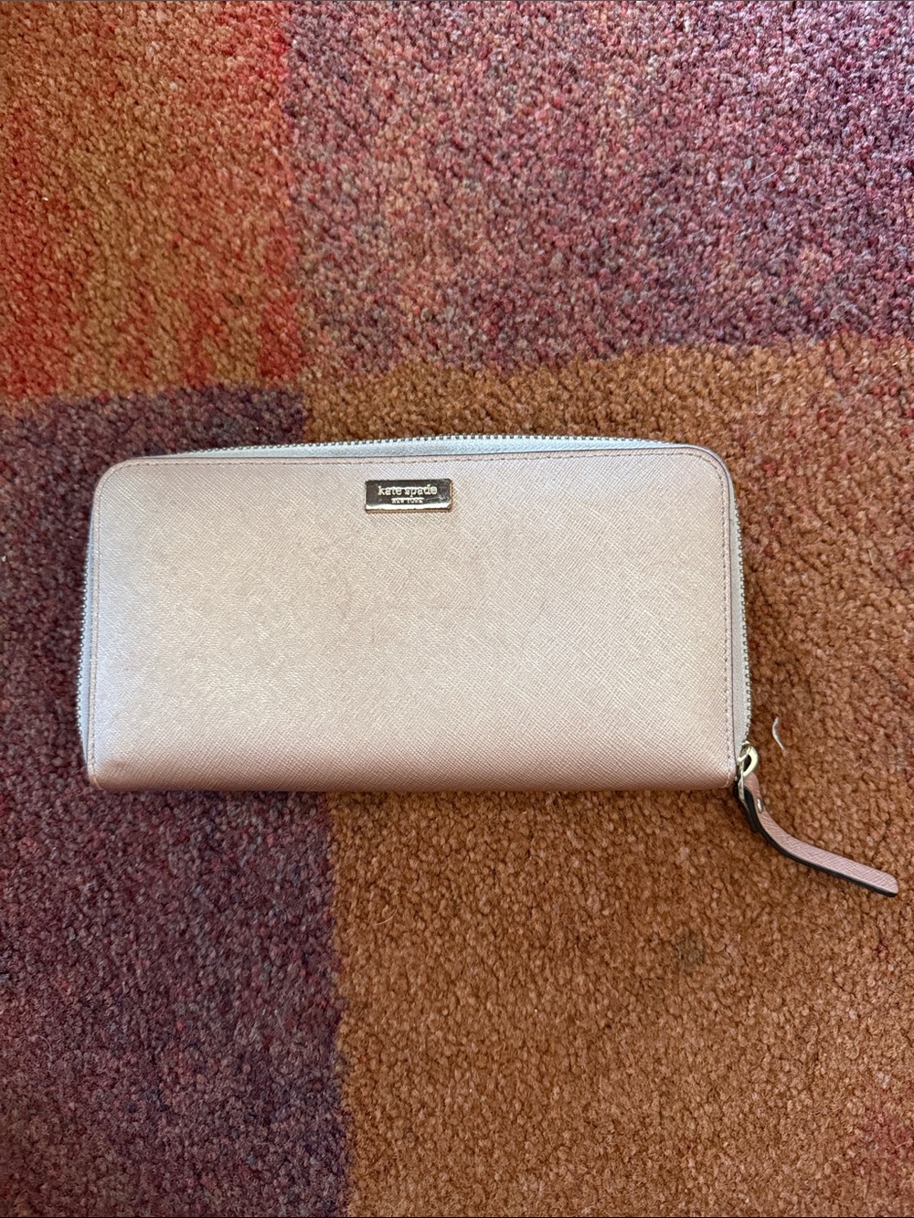 Kate Spade New York Blush Pink Metallic Saffiano Wallet